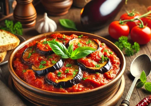 תבשיל חצילים ברוטב עגבניות פיקנטי