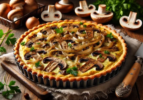 פשטידת פטריות ובצל ללא גלוטן: המתכון המושלם לארוחה קלה וטעימה