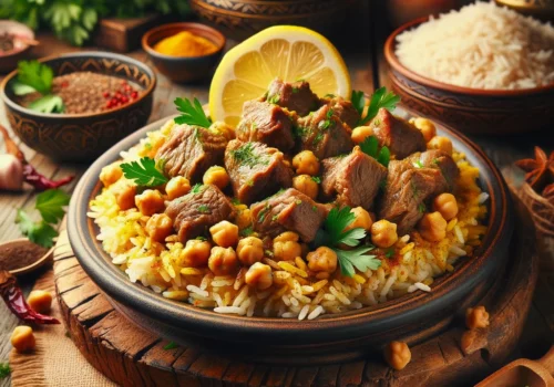 אושפלו בוכרי עם בשר וחומוס