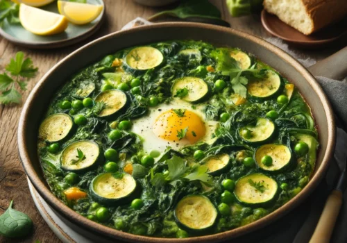 שקשוקה ירוקה עם תרד טבעונית ללא שמנת