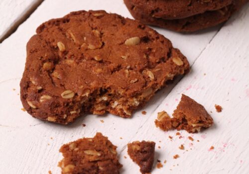 Homemade outmeal brown cookies on a table