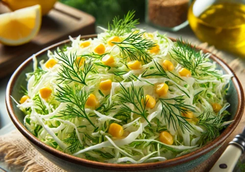 סלט כרוב עם שמיר קצוץ ותירס ב-10 דקות